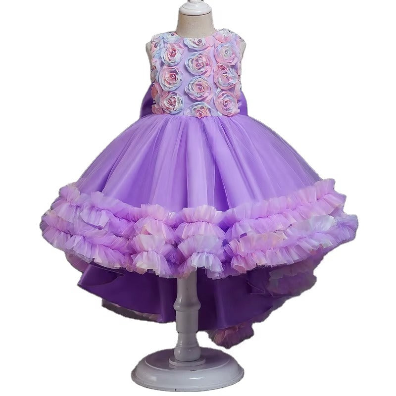 Girls Big Bow Tuxedo Evening Gown Formal Party Birthday Dress