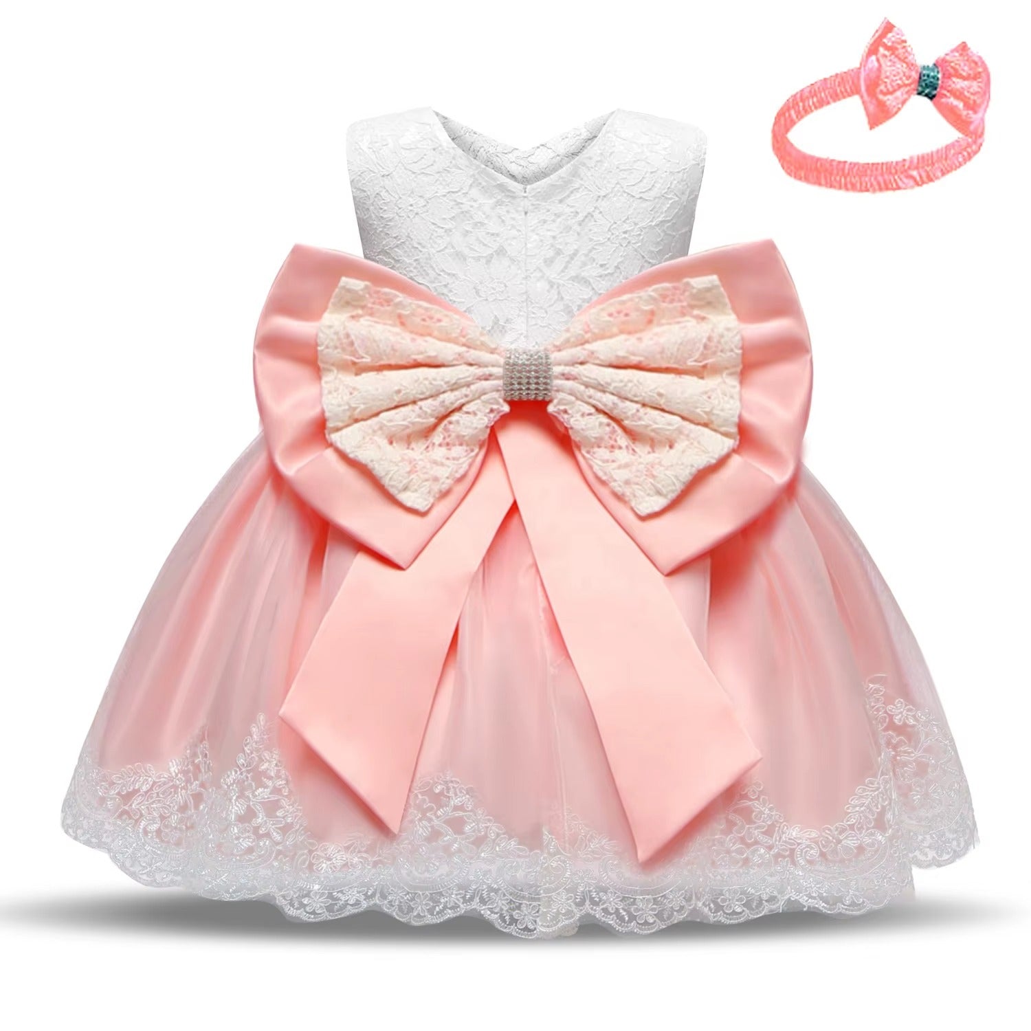 European Style Baby Girls Yellow Big Bow Princess Party Dress