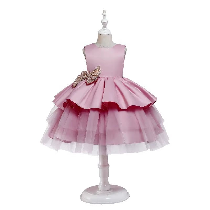 Baby Girls Big Bow Tulle Tutu Skirt Luxury Catwalk Party Dress