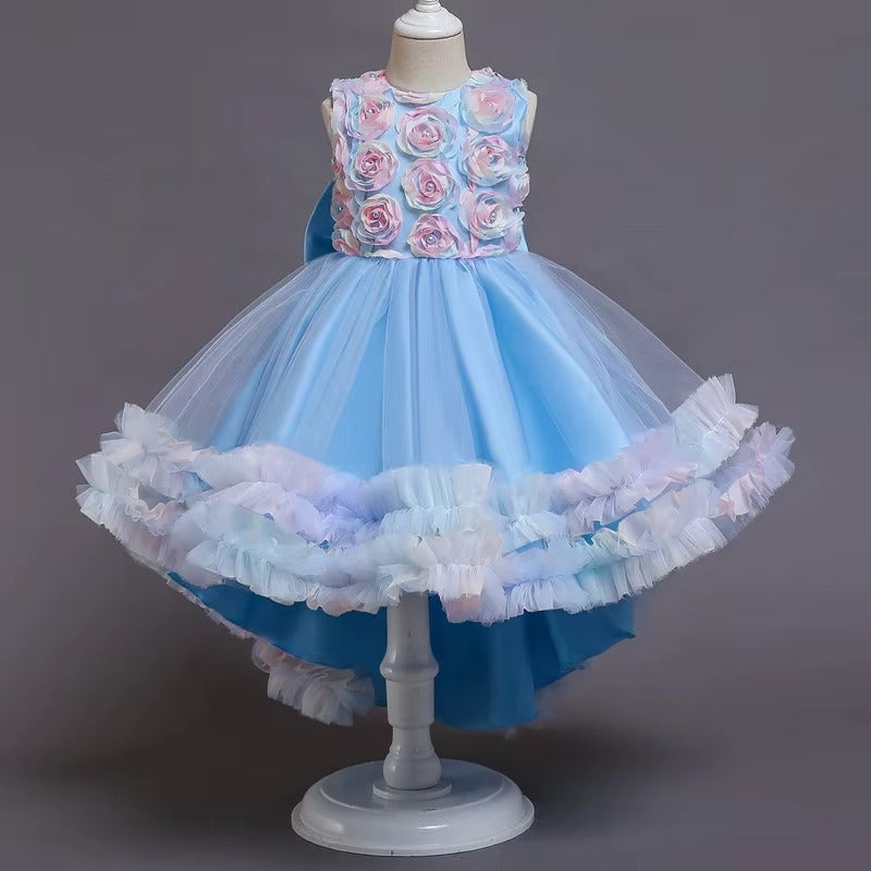 Girls Big Bow Tuxedo Evening Gown Formal Party Birthday Dress