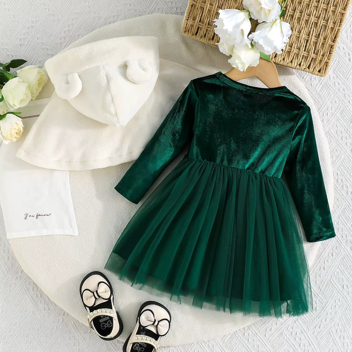 Baby Girls Solid Coat + Tulle Tutu Skirt Winter 2Pcs Set