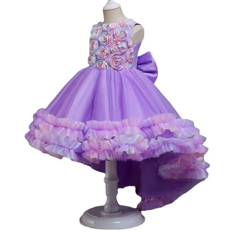 Girls Sleeveless Tuxedo Evening Gown Mopping Party Wedding Birthday Dress